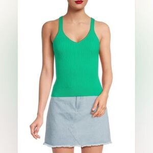 Lea & Viola Medium Top Ribbed Knit Sleeveless Tank Top